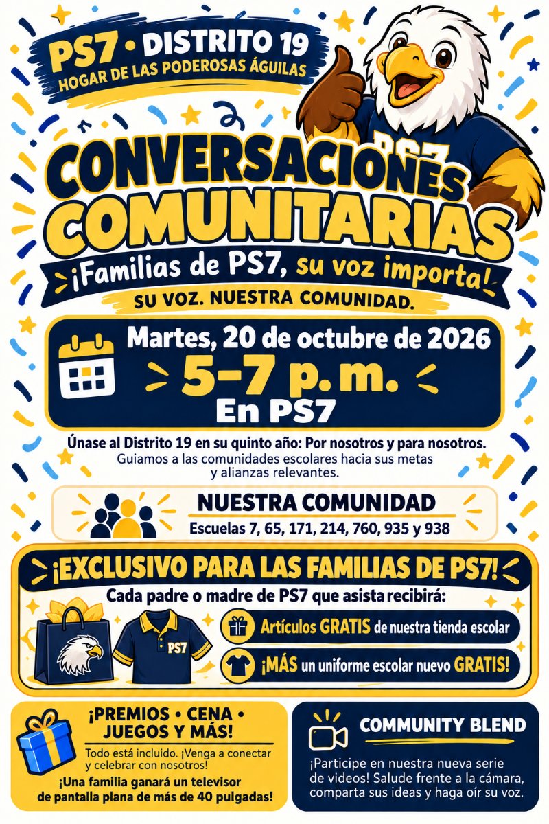 Flyer with information on Community Conversations event in Spanish